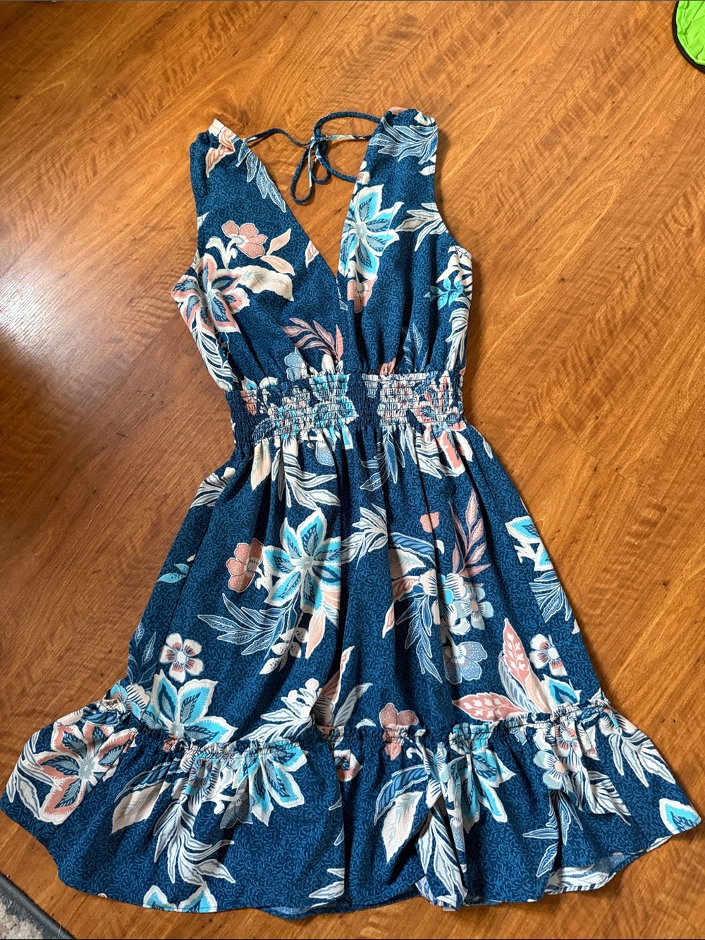 lovestitch Navy and White Floral Smocked Dress